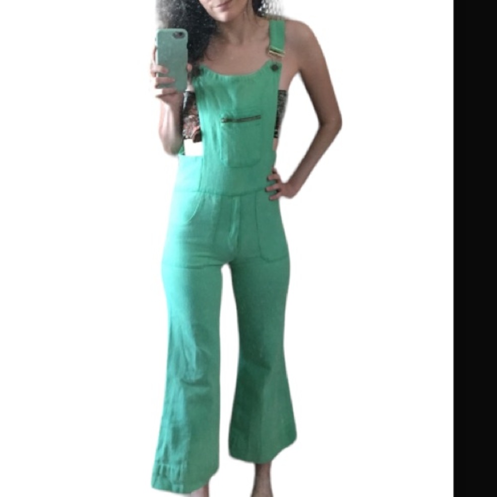 Vintage green bell bottom overalls coveralls XXS - Picture 5 of 16